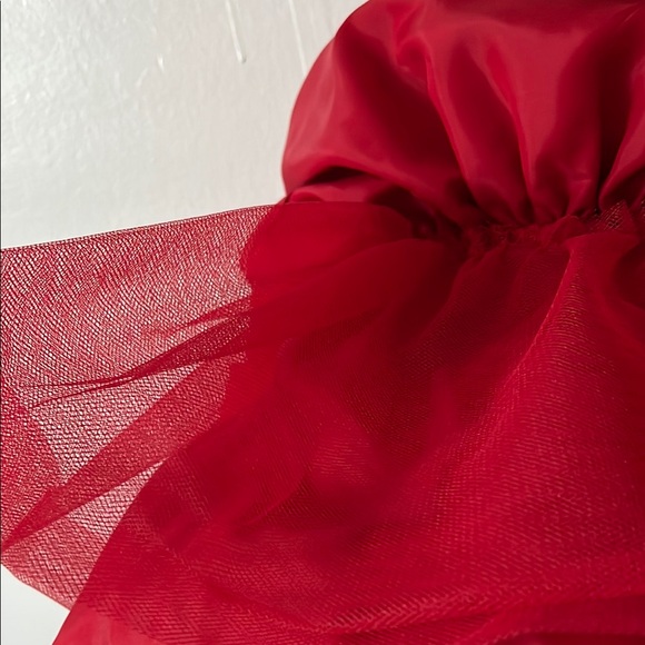 EUC VTG 90s Morton Miles Satin Red Strapless Cocktail Dress tulle slip - Picture 14 of 15